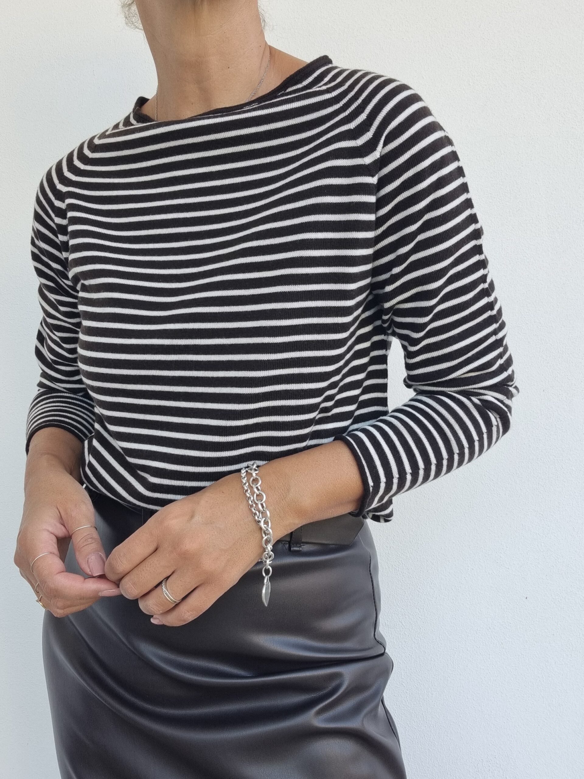 Maglia rasata righe 100% lana art.426136